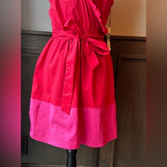 Gibson X Hi Sugarplum red and pink belted dress size small - Picture 4 of 10